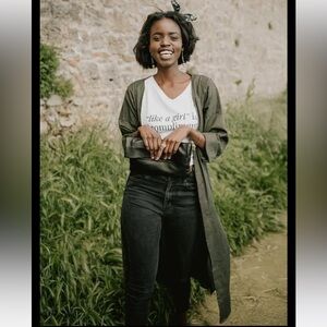 Sseko Designs Long Olive Duster Jacket Cardigan | Ethical Fashion | One Size